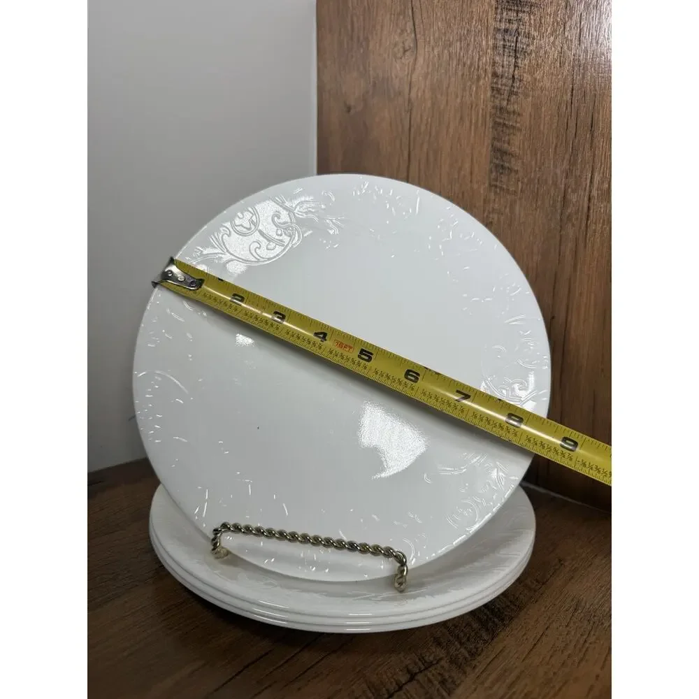 4 Pc Corelle Vitrelle White Embossed BELLA FAENZA Lunch Salad Plate 8.5 Inch